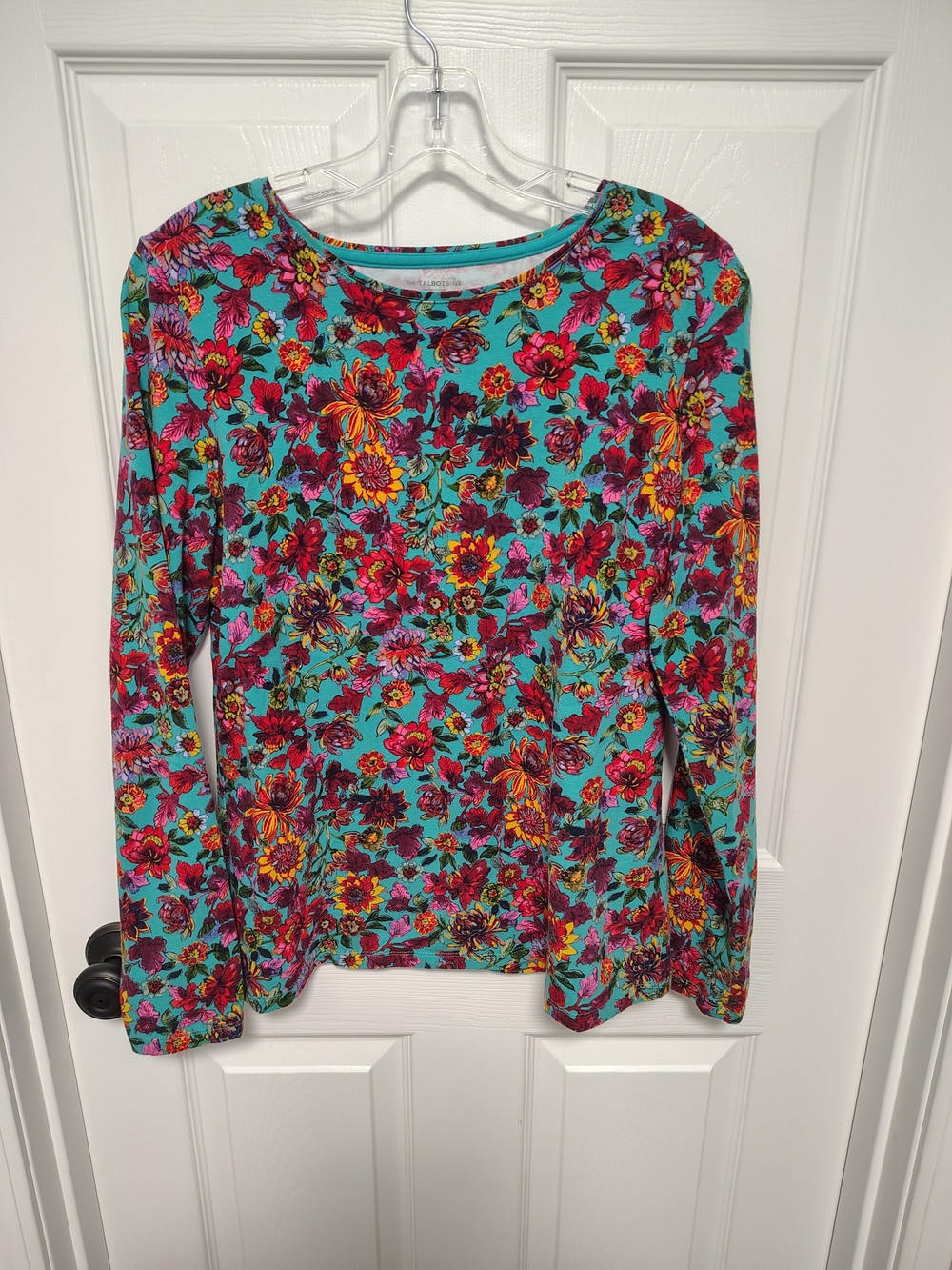 Talbots Turquoise Floral Long-Sleeve Top